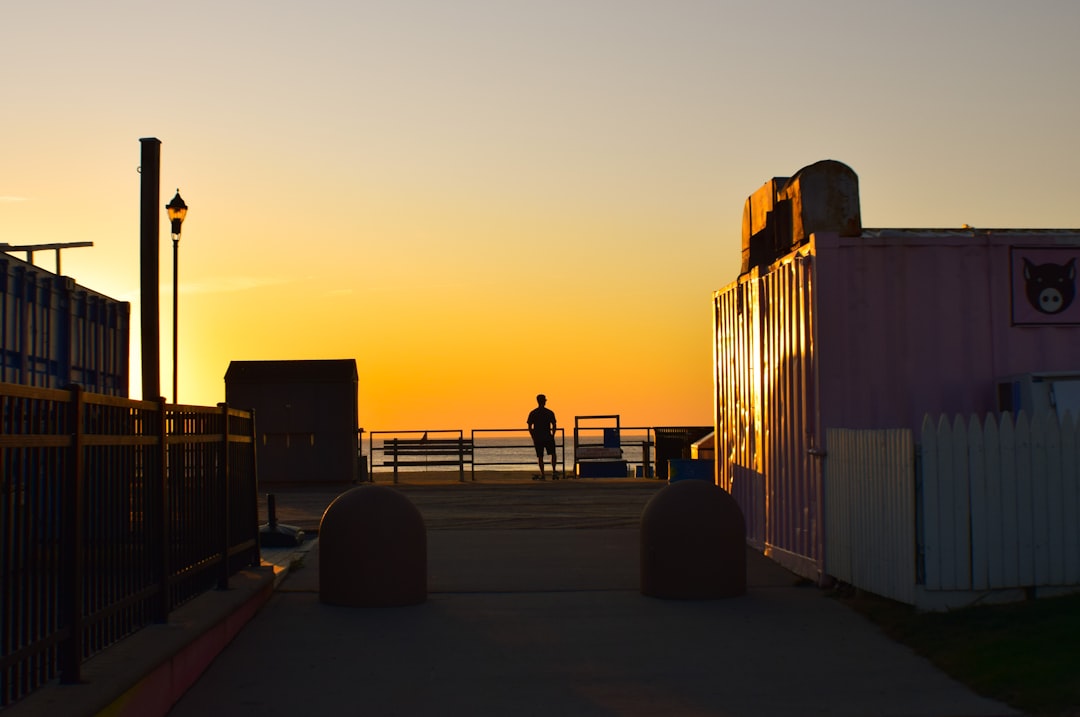 The Asbury Park boardwalk at sunset in New Jersey