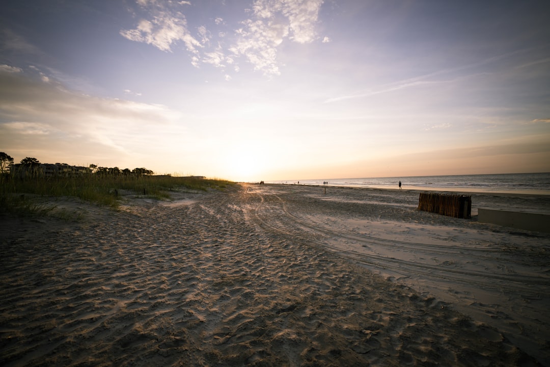 The beach and ocean at sunset on Hilton Head Island, South Carolina
