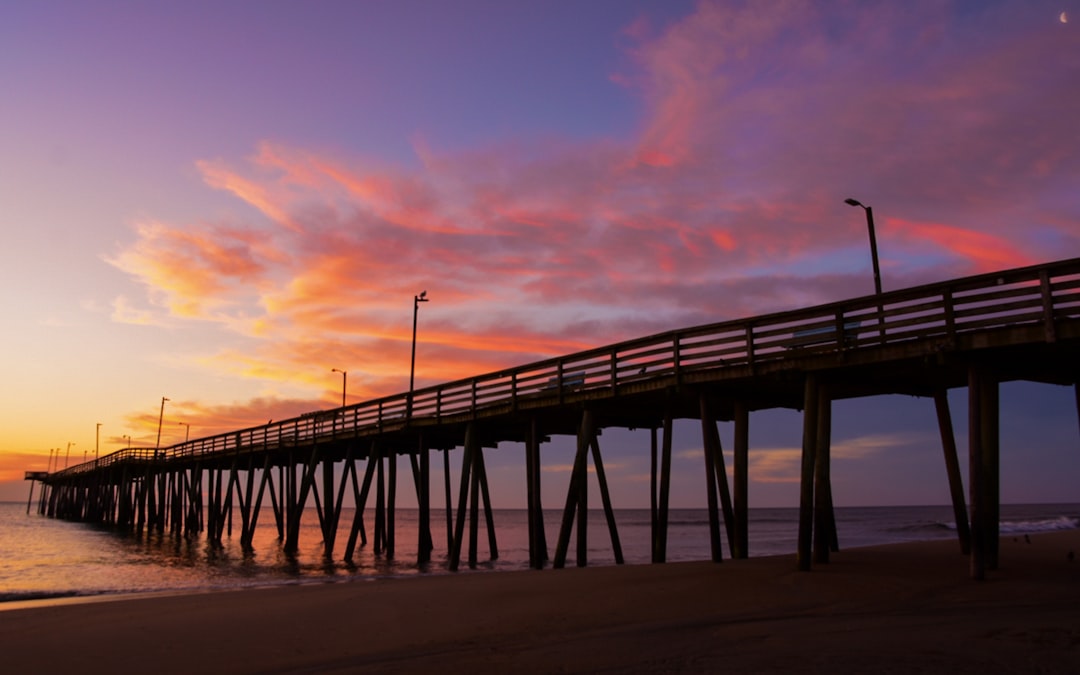 The fishing pier at sunset at Virginia Beach, Virginia